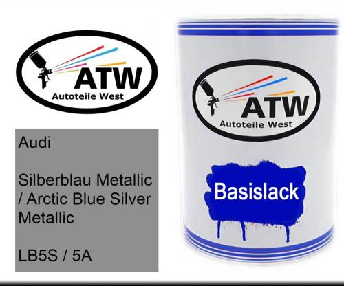 Audi, Silberblau Metallic / Arctic Blue Silver Metallic, LB5S / 5A: 500ml Lackdose, von ATW Autoteile West.